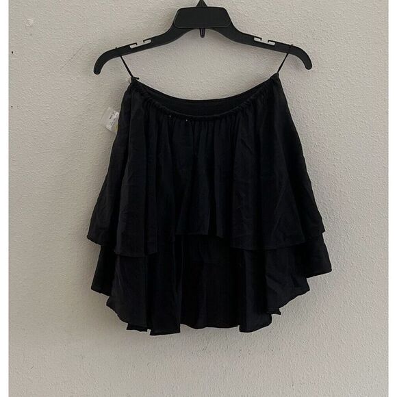 forte_forte Italy Size 0 BLACK Layered Design Silk Short Skirt - Picture 3 of 13